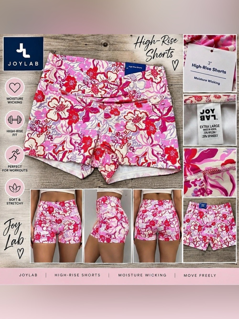 JoyLab Floral High-Rise Shorts – XL – NWT 🌸